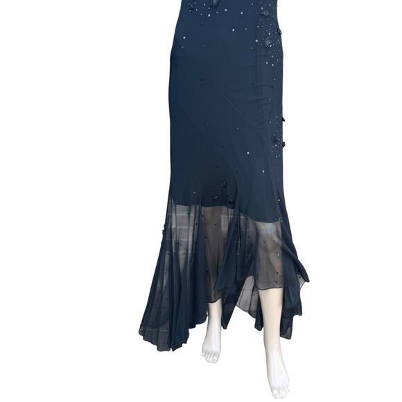 Cache Black Embellished Maxi Dress, Size S, Spaghetti Strap Formal Gown - Picture 4 of 9